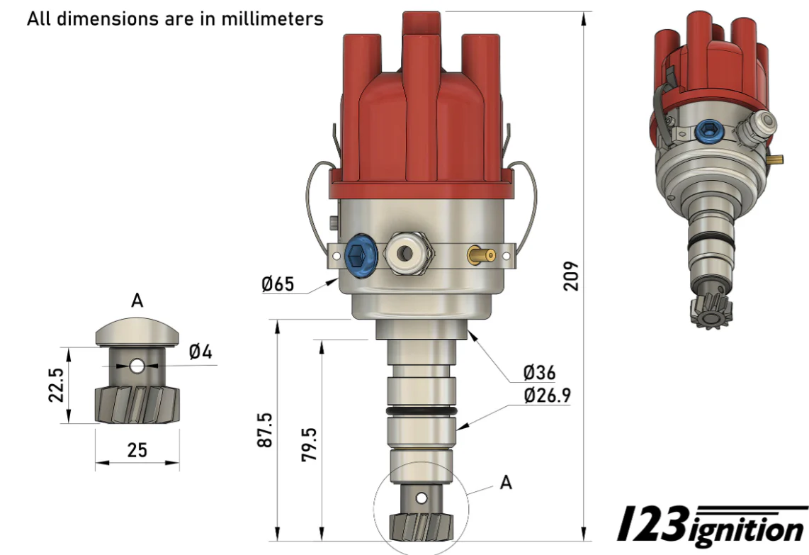 123 Bluetooth Programmable Distributor for Porsche 911, 914-6 with 2.0,2.2 (1965 - 77) for with or w/o 3-Pin Boxes - Image 2