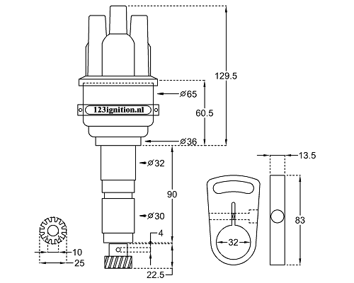 123 Bluetooth Programmable Distributor for Porsche 911, 930 and 3.3 SC  (up to 1989) for 3-Pin Boxes - Image 2