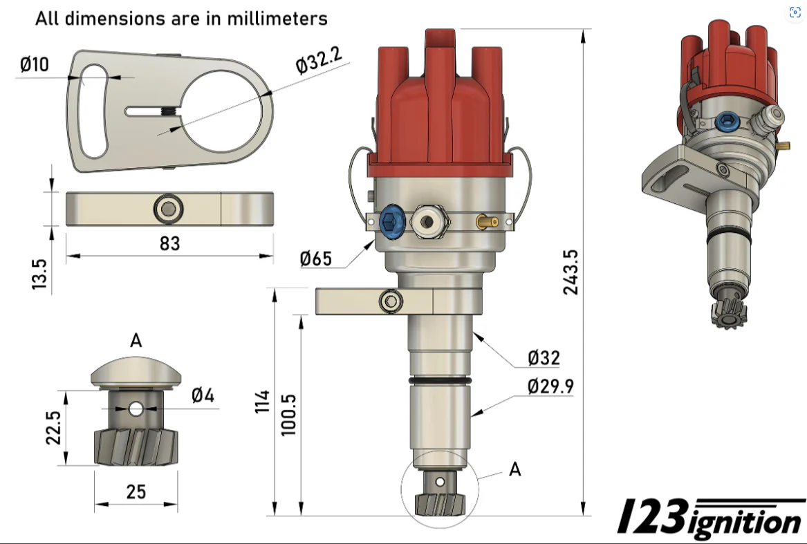 123 Switched Distributor for Porsche 911, 914-6 with 2.4, 2.7, 3.3 (1972 and up) for 3-Pin Boxes - Image 2