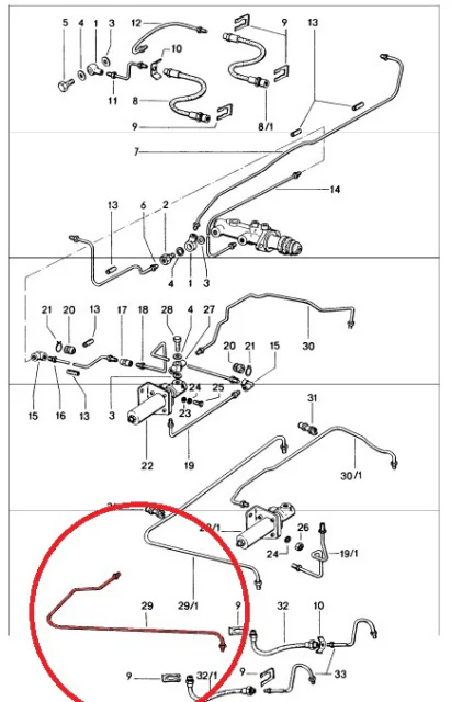 Porsche 914 DirectFit Pressure Regulator to Left Rear Soft Line #29 (70 - Late 74)