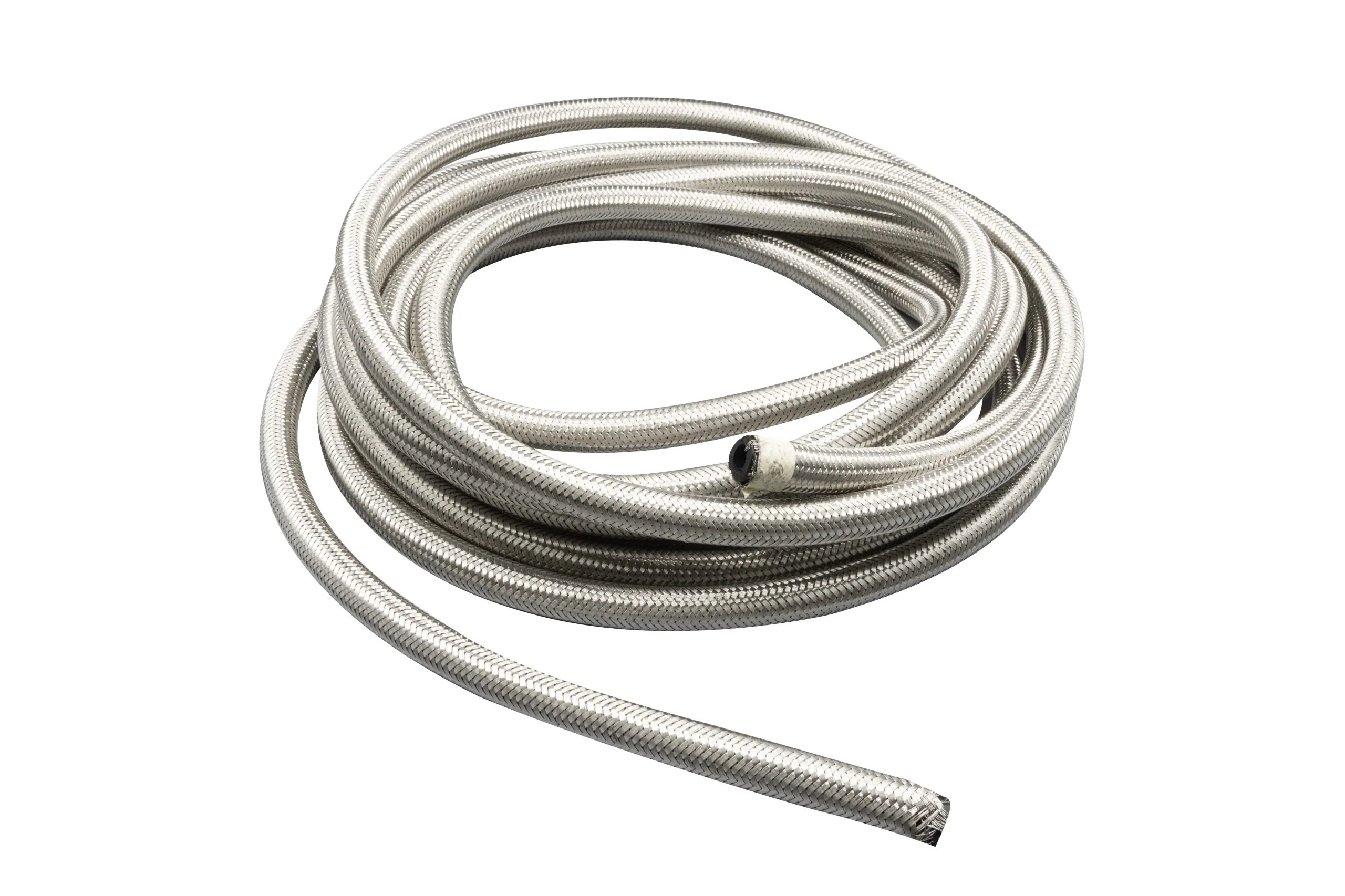 3/8" I.D. (#6) Braided Stainless Line, 25' Length - Boxed
