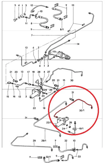 Porsche 914 DirectFit Pressure Regulator to Right Rear Soft Line #30/1 (Late 74-76)