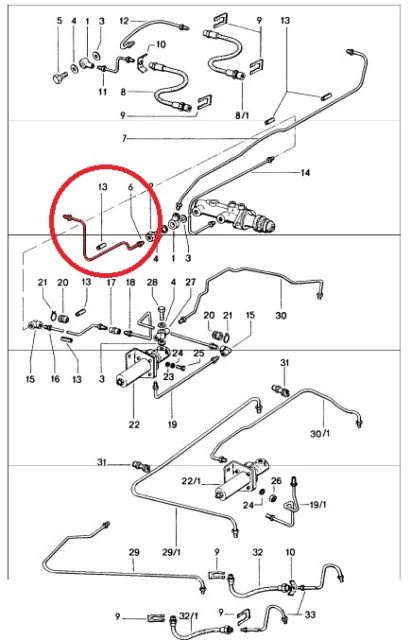Porsche 914/914-6 DirectFit Master Cylinder to Soft Line #6 (all years)- Front Left