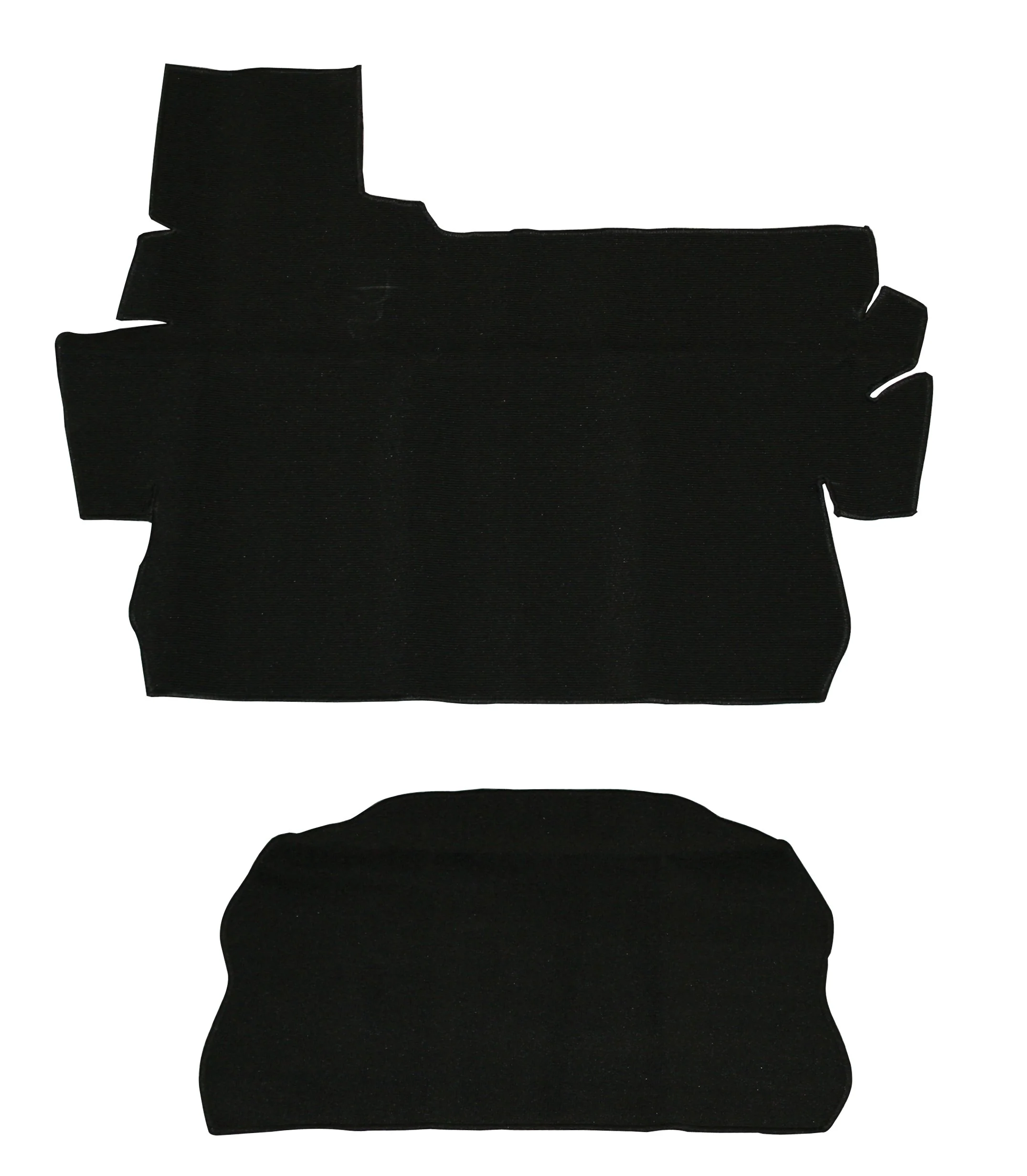 Trunk Carpet, 2-Piece, Black for VW Super Beetle Sedan & Conv. (73-79)