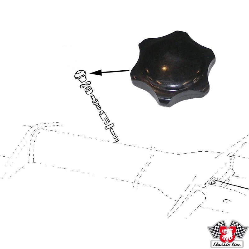 Black Heater Control Knob for VW Type 1, Transporter T1, and Karmann Ghia (1952-67)
