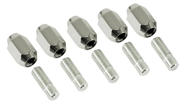Chrome Nut & Stud Kit, M12-1.5, 60 Degree, (for Steel Wheels, 5 Pair)