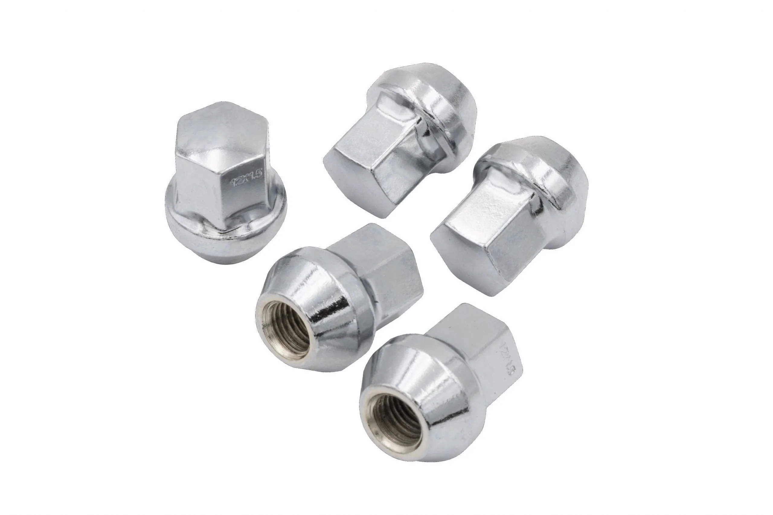 Chrome Steel 60 Degree Lug Nuts 12mm, Set of 5
