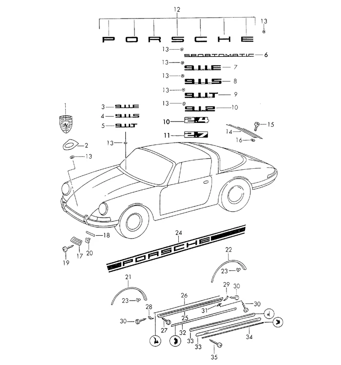 Chrome Wheel Arch Moulding Set for Porsche 911 and 912 (1969-73) - Image 2