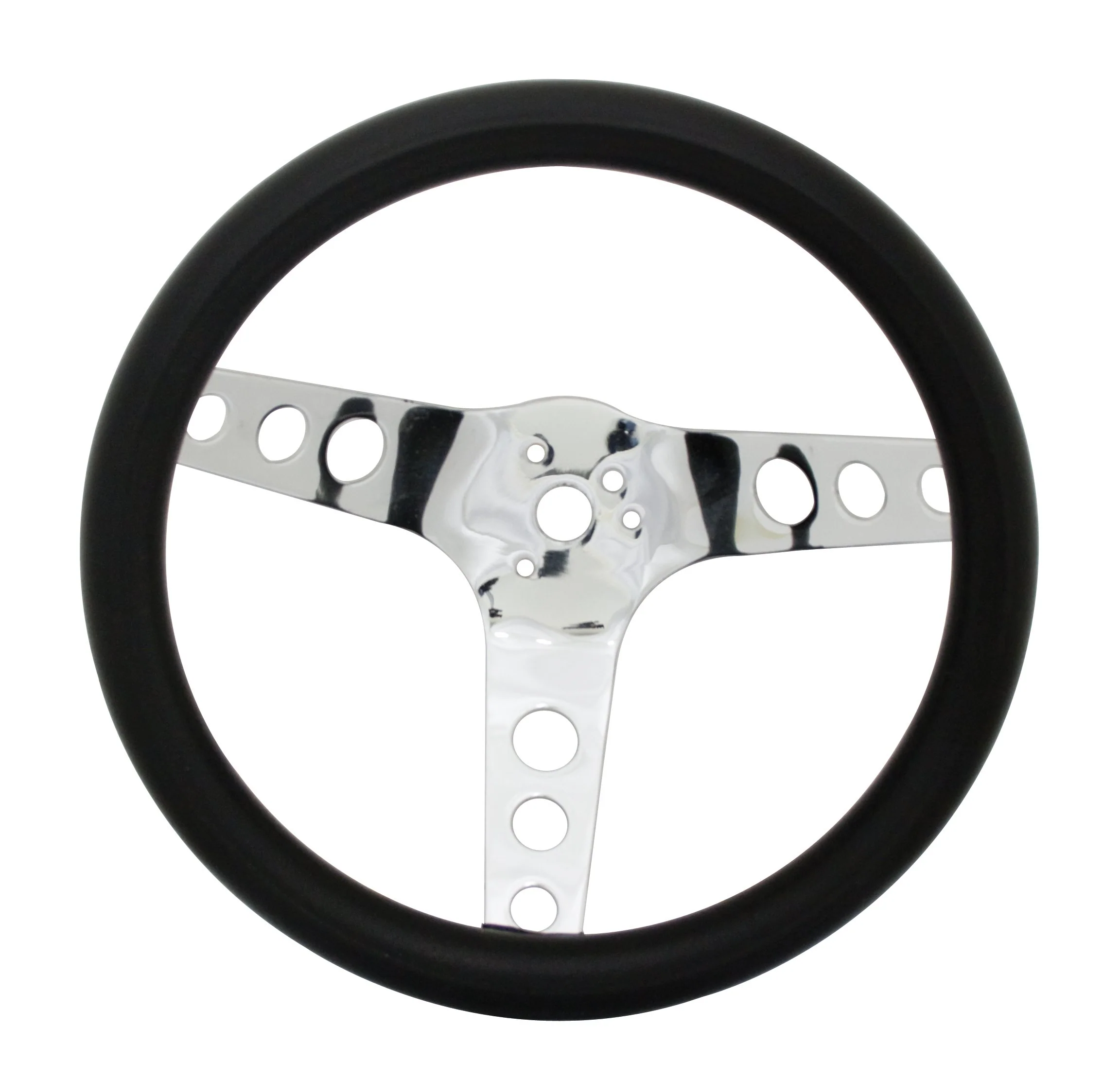 Classic Foam, Chrome, 3 spoke, 11 ½" dia., 3 ¾" dish / 3 ¾"
