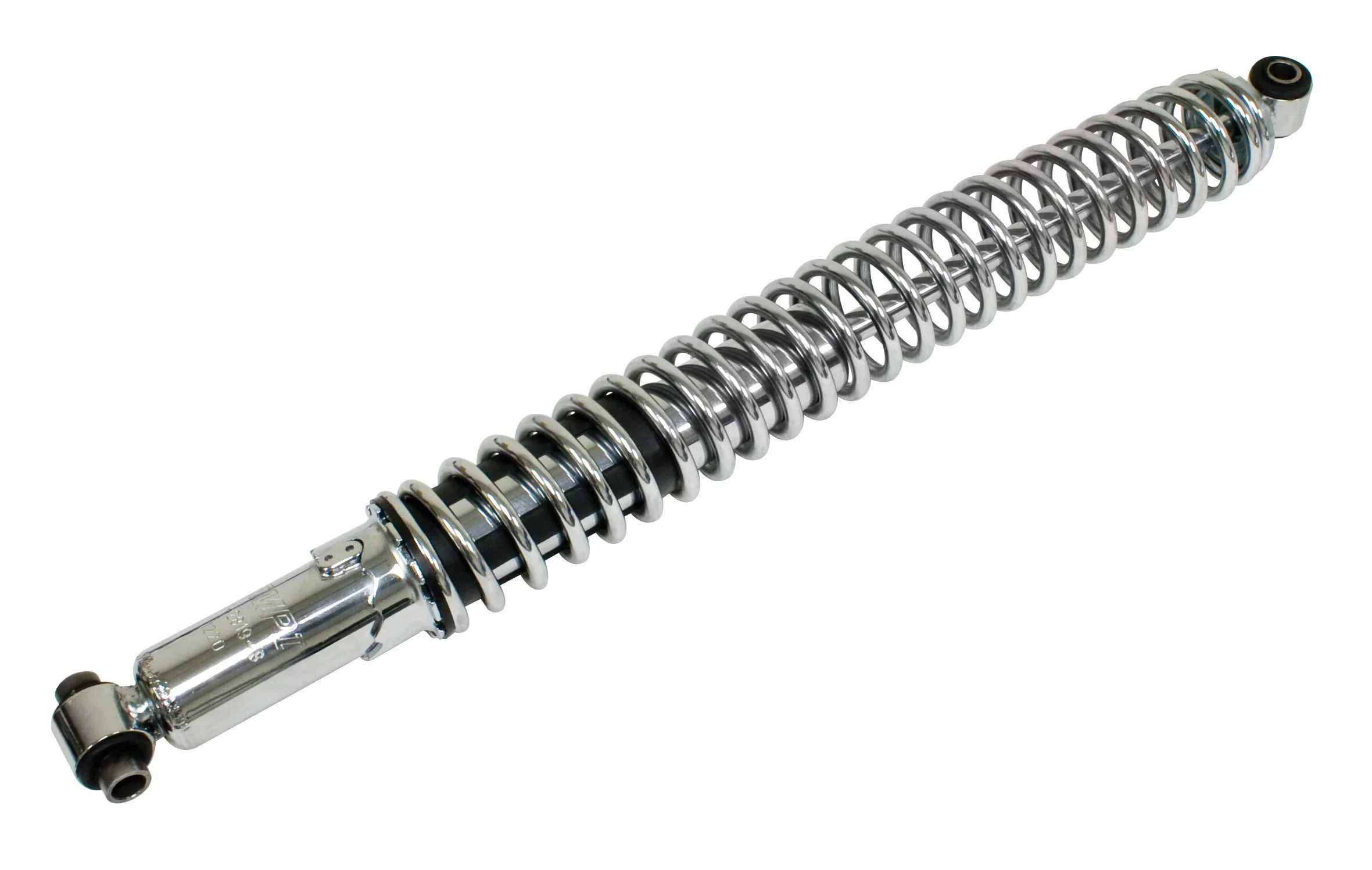 Extended Length – 23.45" Non-Compressed / 14.80" Compressed. Front Link Pin, Rear All, Extended - Chrome, Boxed, Pair.