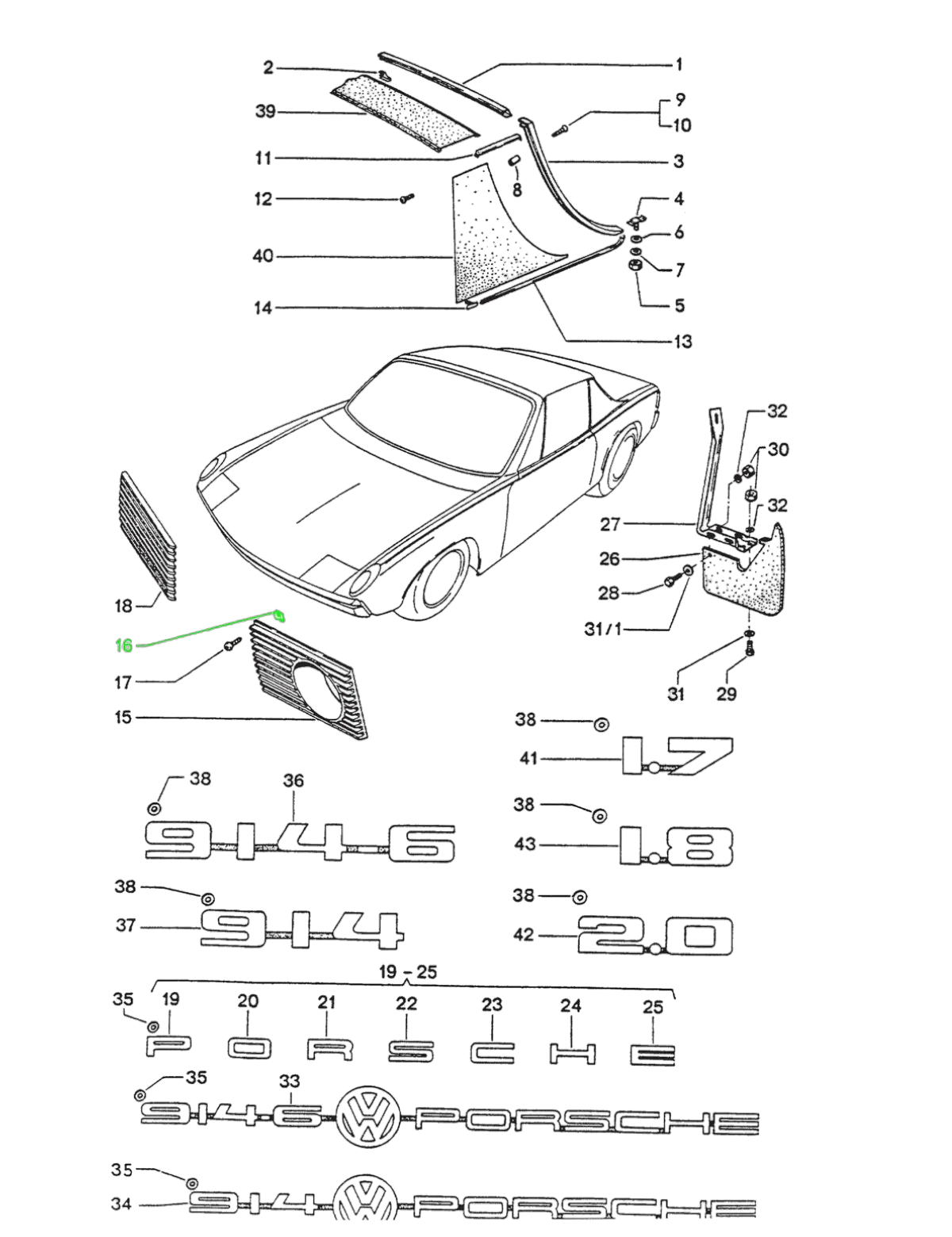 Fog Light Grille Speed Clip for Porsche 914 (1979-74) - Image 3