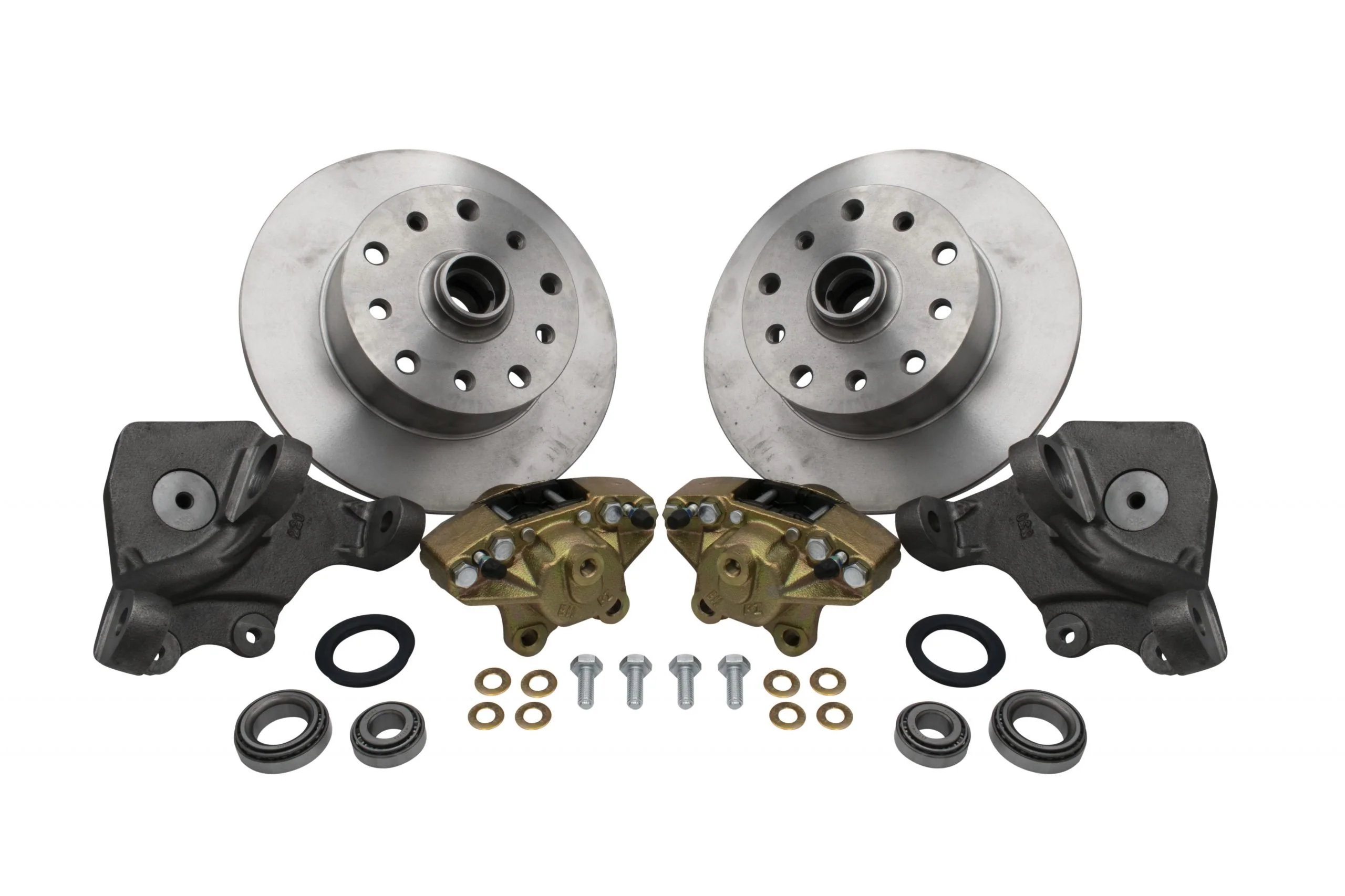 Front Disc Brake Kit, Ball Joint, Double-Drilled 5x130 with 14x1.5mm threads / 5x4.75" with 12mm threads (Requires 69-on Style Tie Rod Ends)