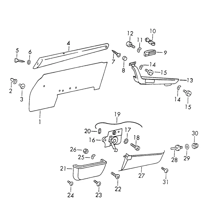 Left Interior Door Handle for Porsche 911, 912 (1965-73) - Image 2