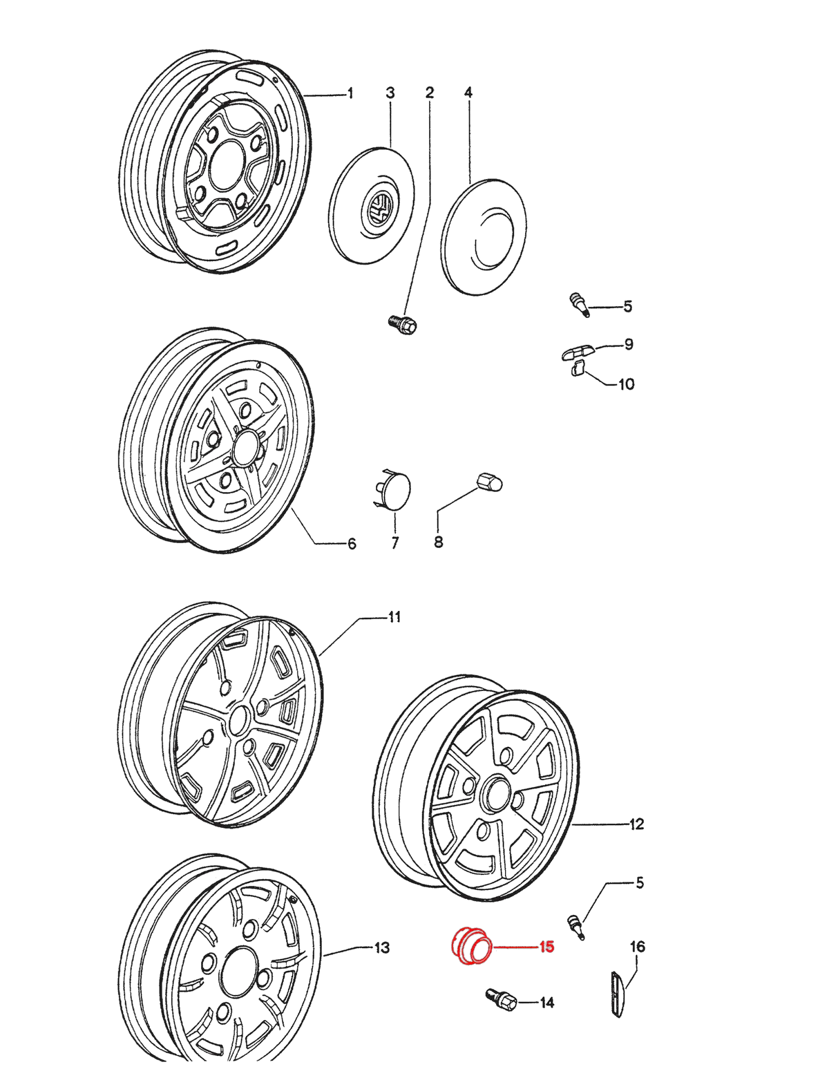 914Rubber Polished Center Caps for 4 Lug 914 Fuchs Alloy Wheels - Image 2