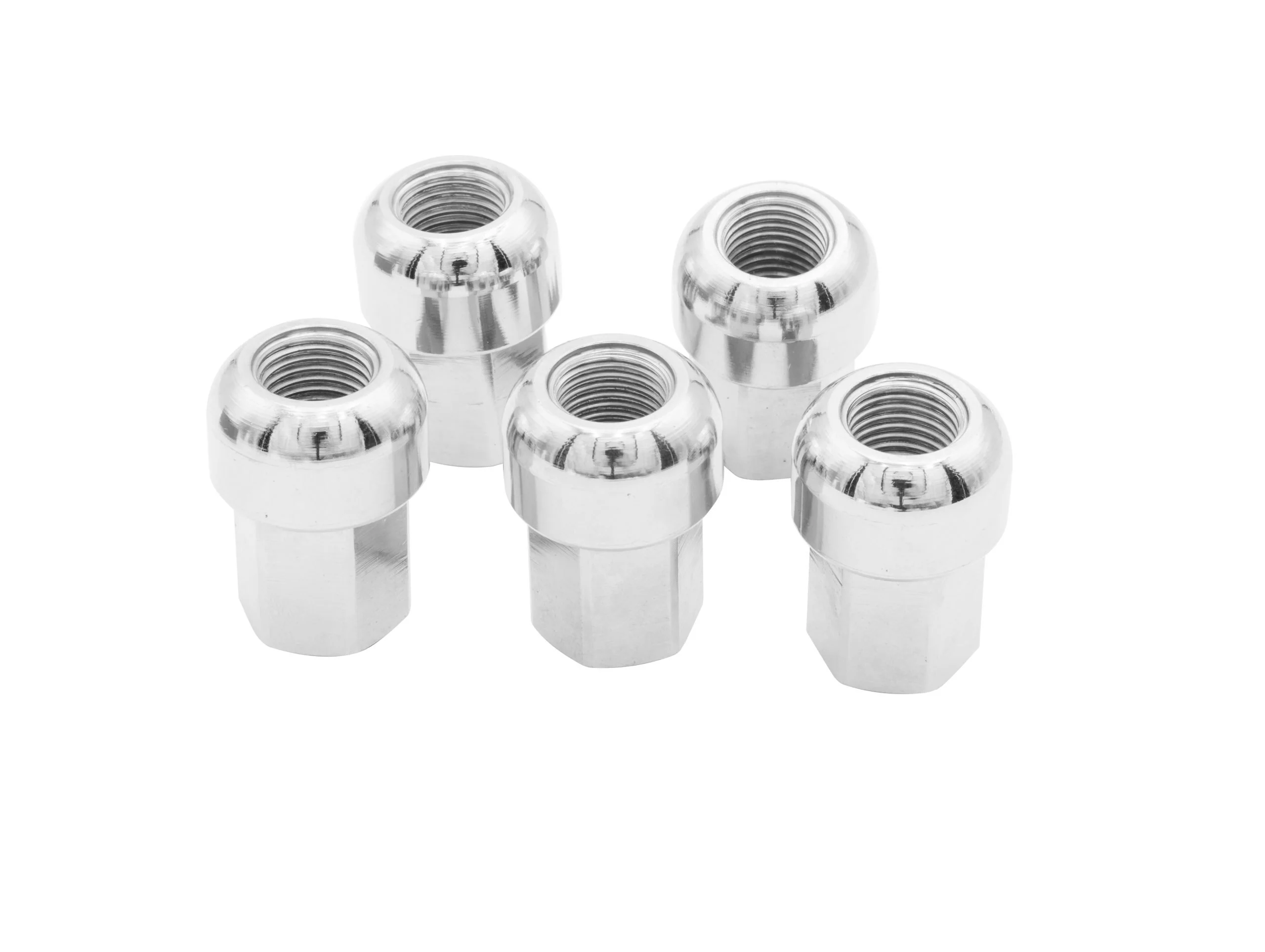 Porsche Alloy Lug Nuts : M14 x 1.5 : Ball Seat Chrome Aluminum : Set of 5