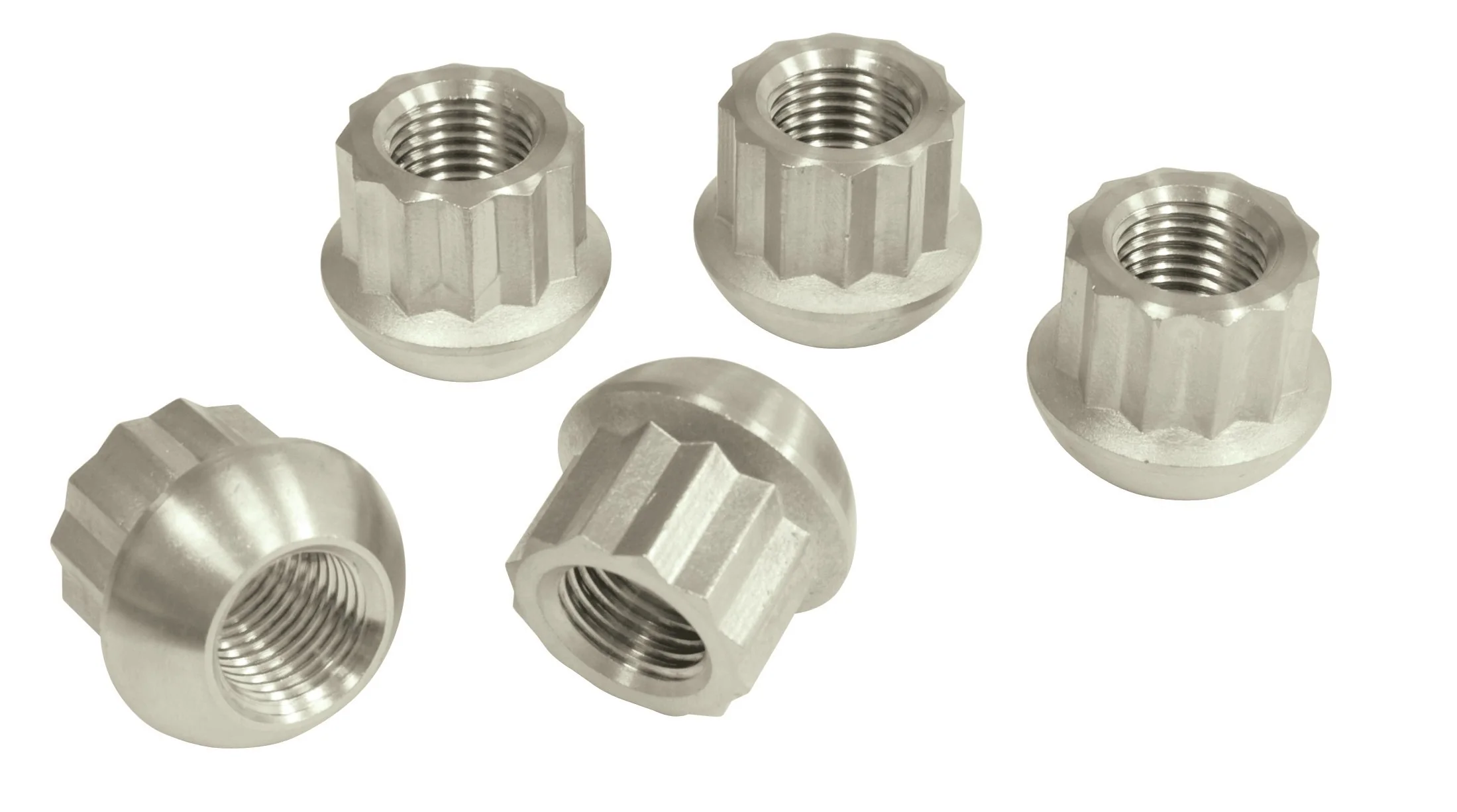 Porsche Style Alloy Lug Nuts, Raw, Ball Seat, M14-1.5, Set of 5