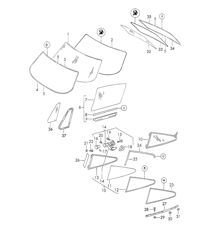 Quarter Window Glass Seal for Porsche 911 and 912 (1969-89) - Image 2