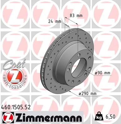 Zimmermann 24mm Rear "Sport" Drilled Rotor for Porsche 911 Carrera (1984-89) - Image 3