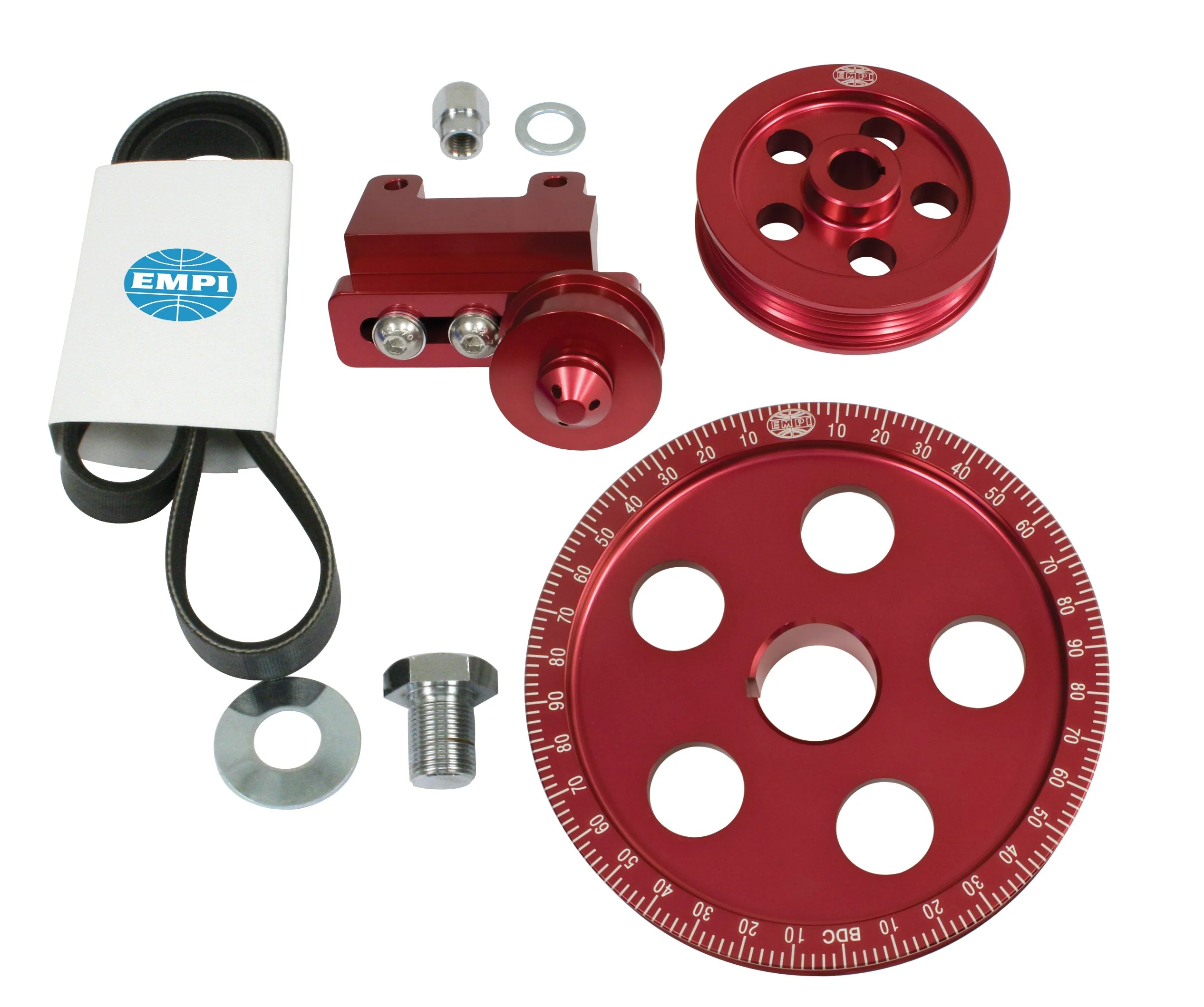 Serpentine Belt Pulley System (Red Anodized)