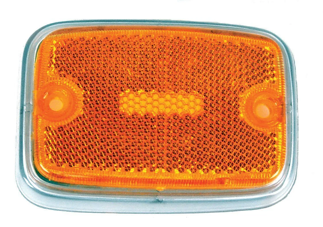 New at PMB Performance! Side Marker Lens, Type 2, 70-74, Yellow/Silver Trim, Each