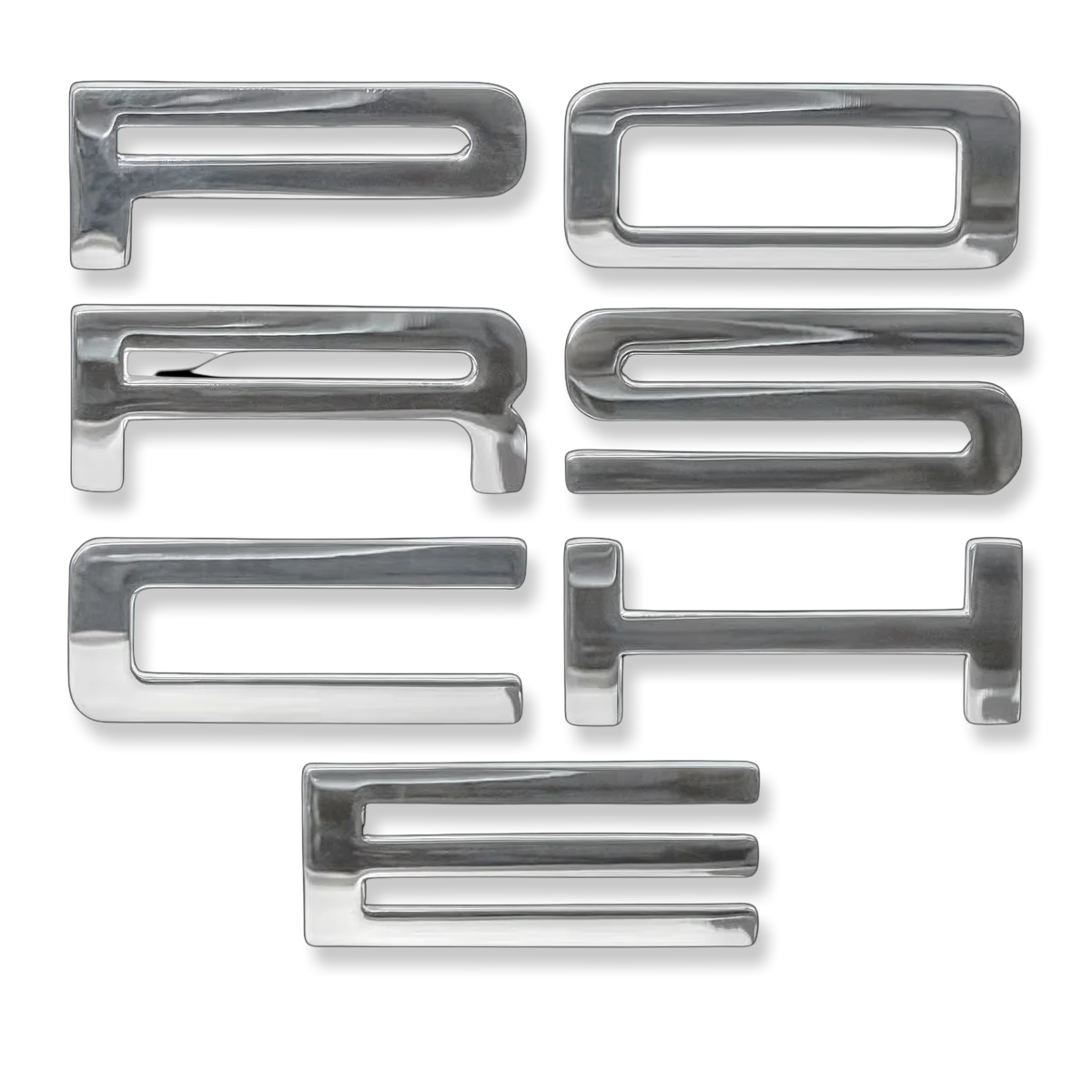 914Rubber Silver "Porsche" Deck Lid Letter Set with Hardware for Porsche 914 (72-76) - Image 2