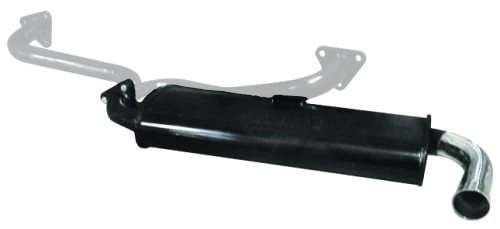 Single Quiet Muffler, Type 2 75-78, Black with Chrome Tip