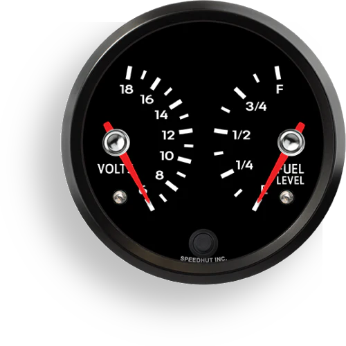 Speedhut 3-3/8" Dual Voltage and Fuel Level Gauge