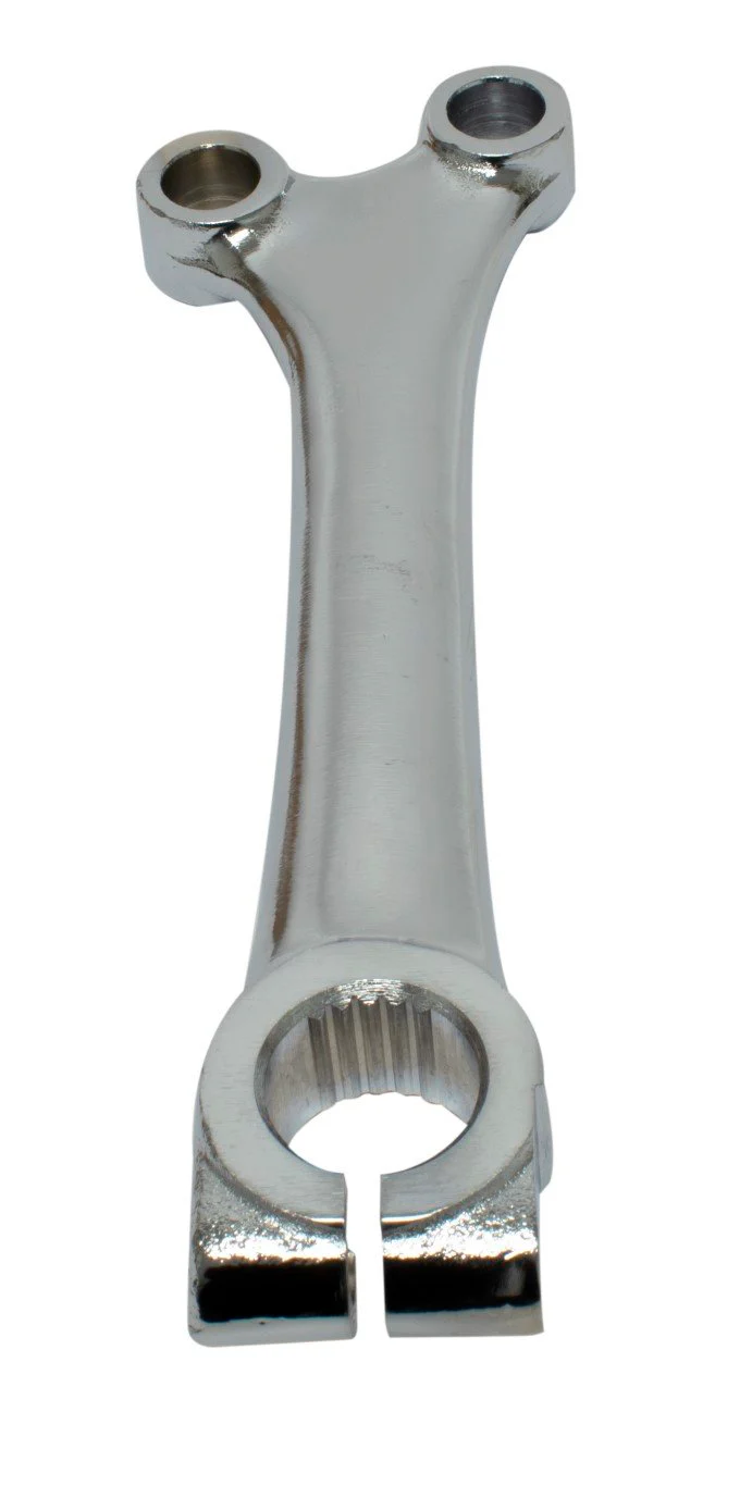 Steering Arm, Chrome, Small Shaft, Large Tie Rod End, 69-77