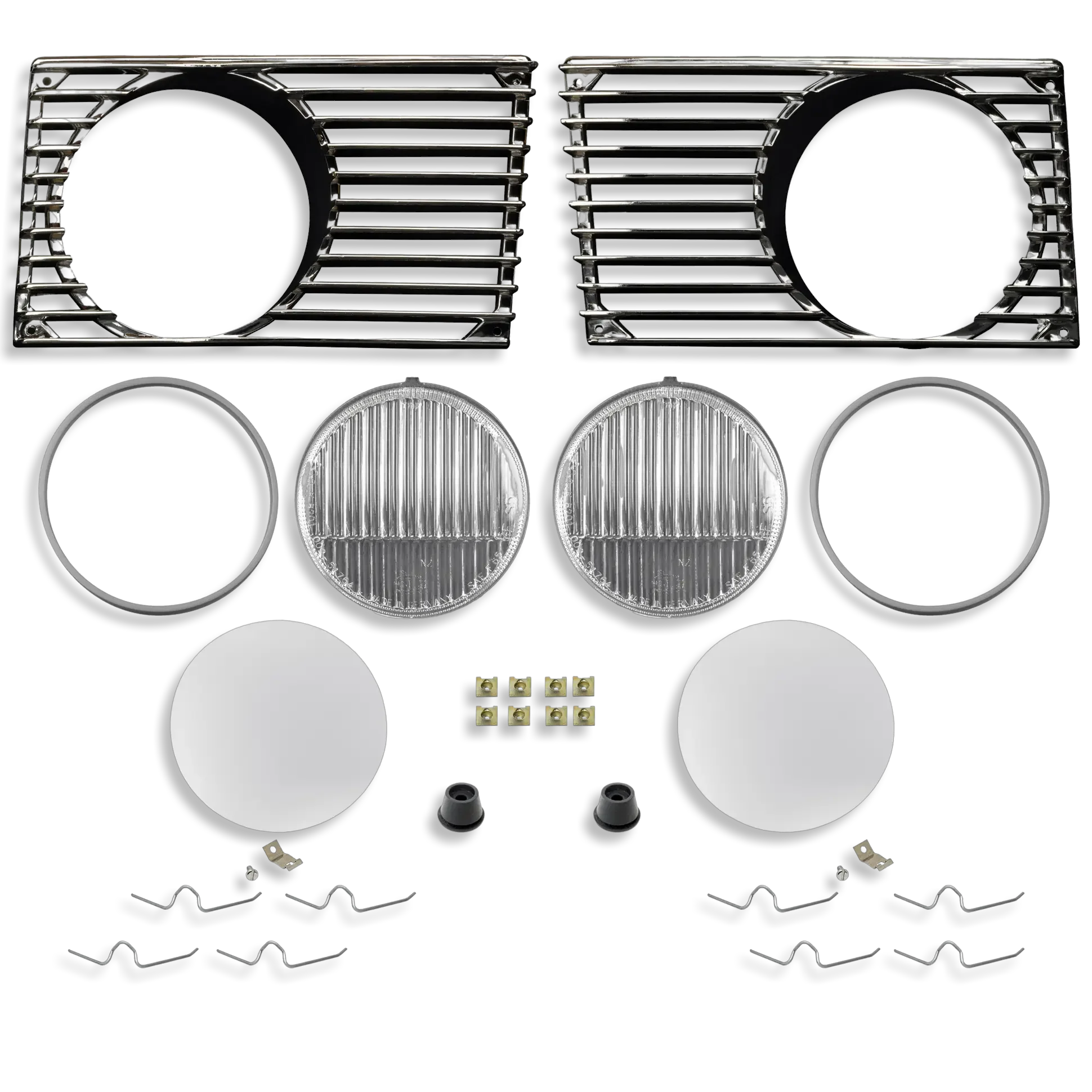914Rubber TN1-2 Fog Light Refresh Kit with Black Grilles for Porsche 914 (1970-74)