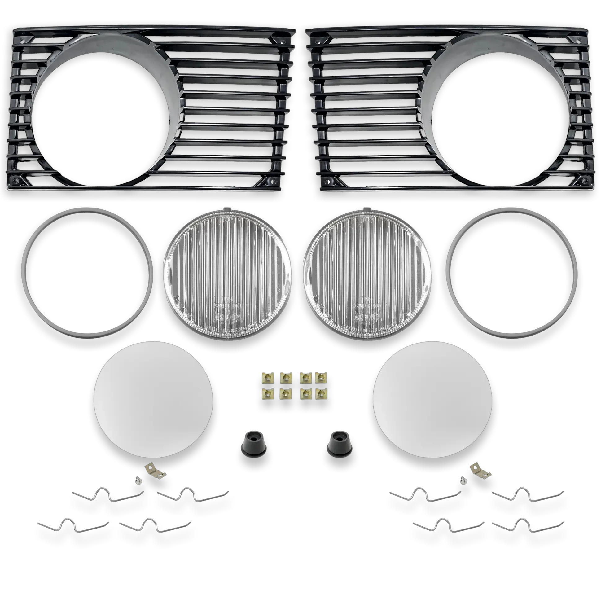 914Rubber TN4 Fog Light Refresh Kit with Black Grilles for Porsche 914 (1970-74)