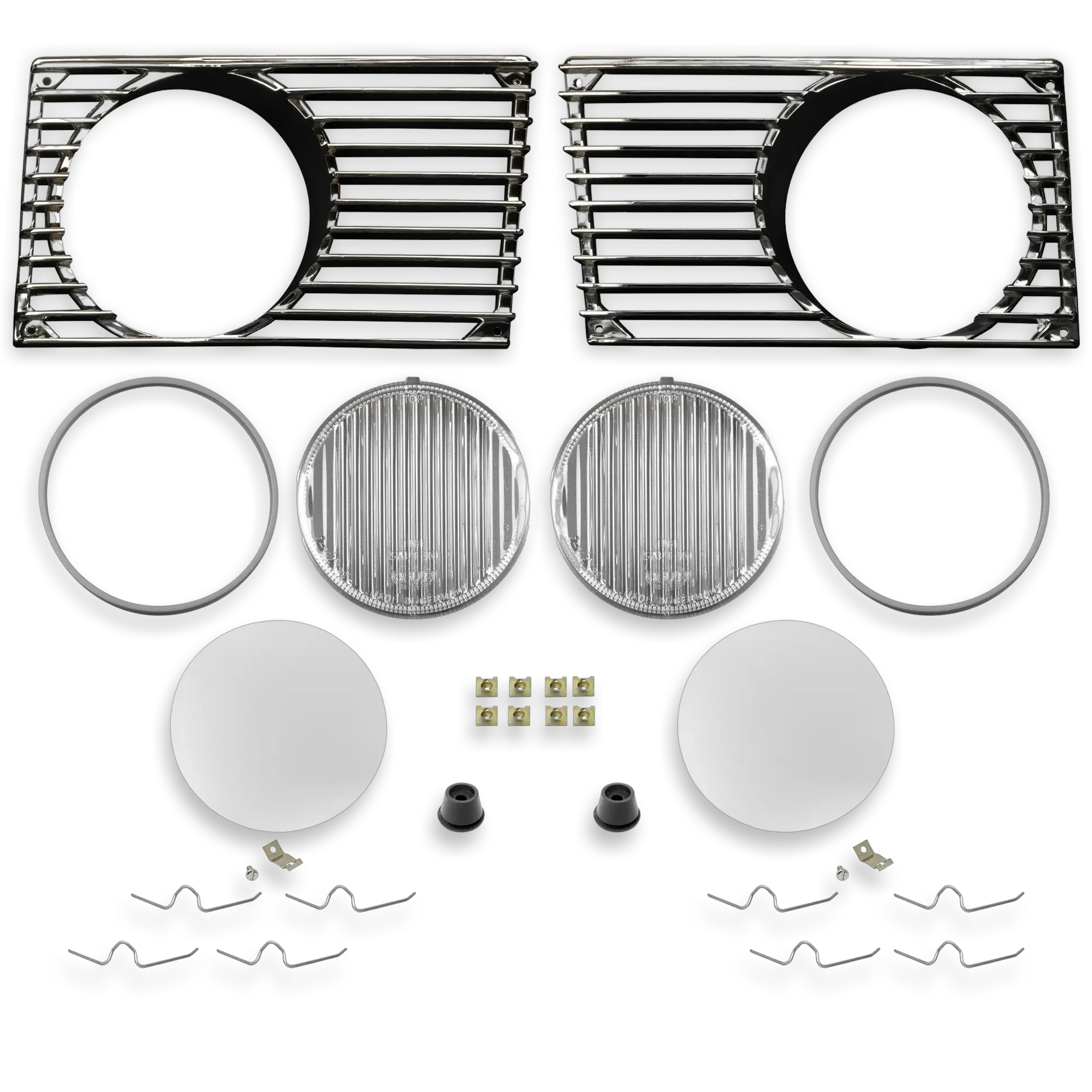 914Rubber TN4 Fog Light Refresh Kit with Chrome Grilles for Porsche 914