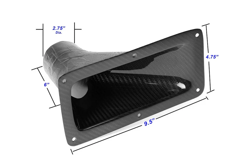Universal Fitment 9.25" X 4.75" Carbon Fiber Air Inlet Duct w/ Flange - Image 3