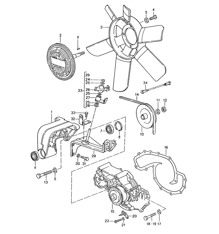 Water Pump with Gasket for Porsche 928 (1978-86) - Image 2