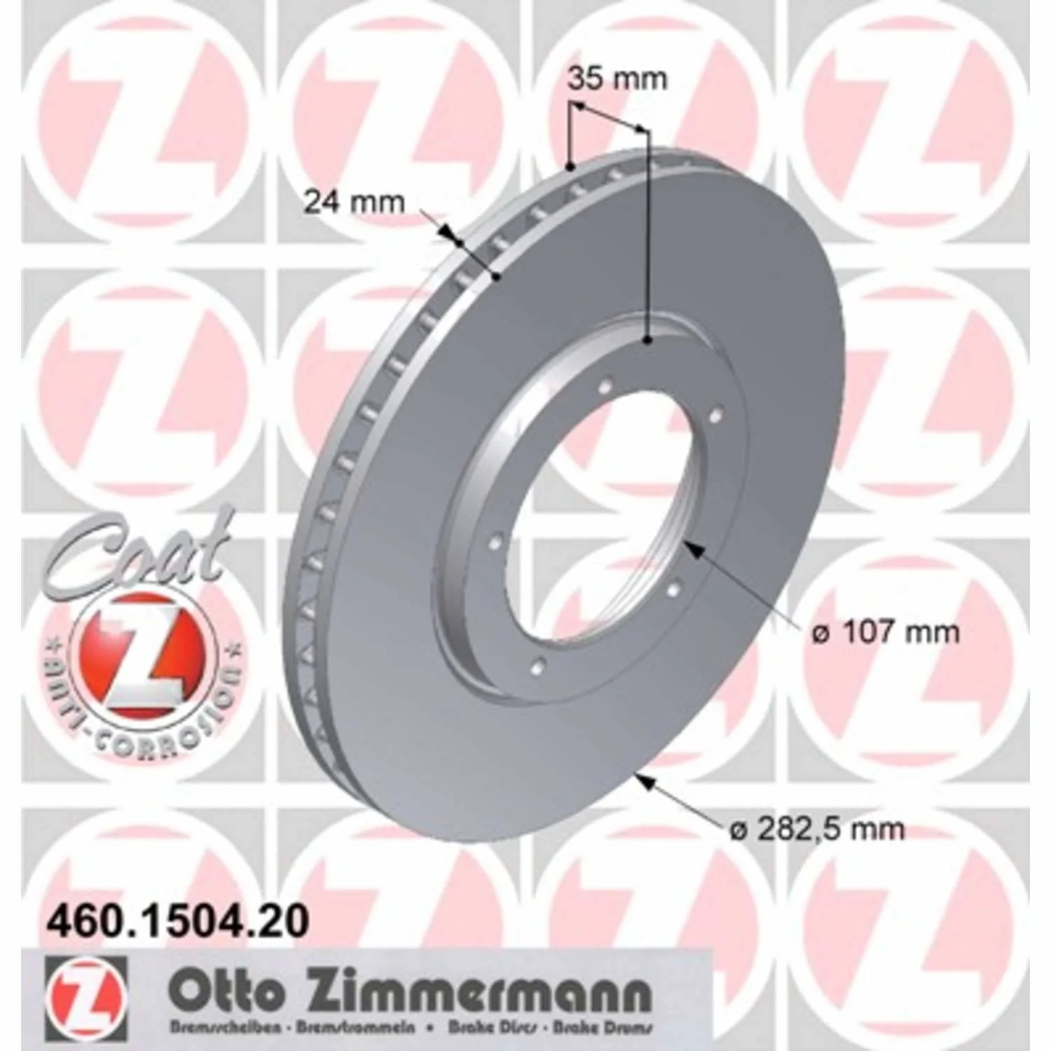 Zimmermann 24mm Front Vented Rotor for Porsche Carrera (1984-89) - Image 2