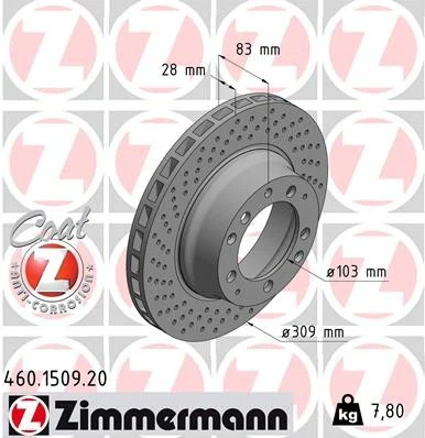 Zimmermann 28mm Left Rear Rotor for Porsche 930 (1978-80) - Image 2